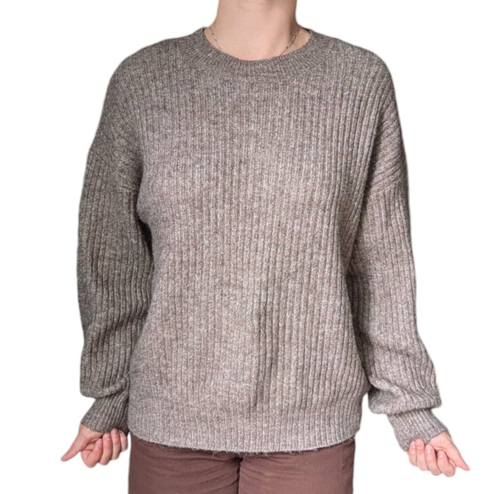 H&M Brown Oversized Knit Sweater Women Size Medium